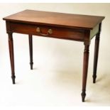 WRITING TABLE, George III figured mahogany with full width frieze drawer, 85cm x 43cm x 73cm H.
