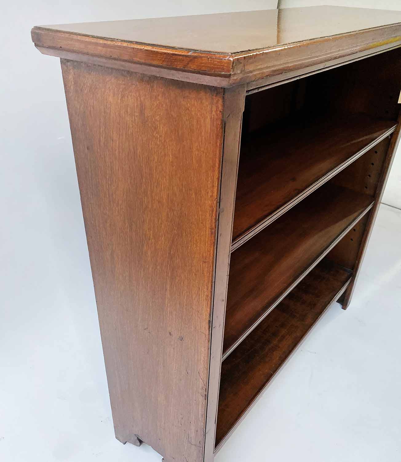 OPEN BOOKCASE, Victorian solid walnut rectangular with two adjustable shelves, - Image 2 of 3