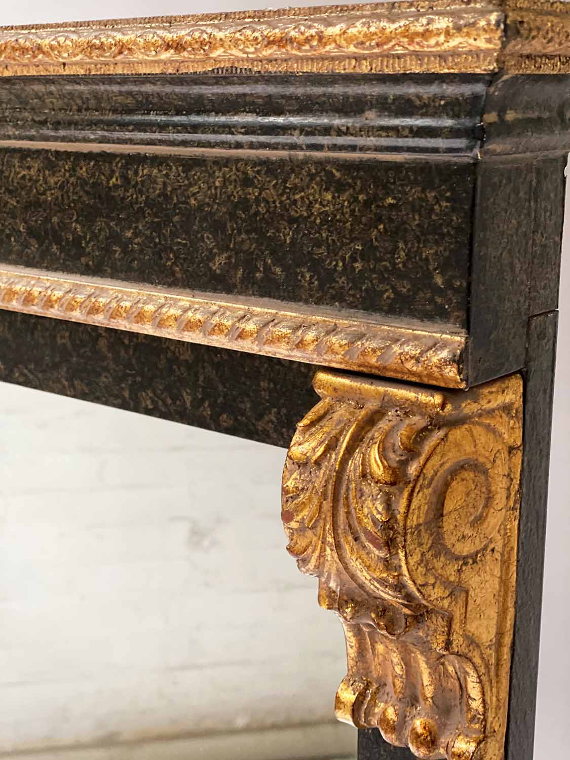 OVERMANTEL, rectangular Neoclassical style grey with acanthus scroll detail, 130cm H x 94cm. - Image 3 of 3