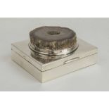 CIGARETTE BOX, silver and agate mounted, 5cm H x 10cm W x 8cm D.