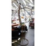 GRAND COUNTRY ESTATE GARDEN ARMILLARY SPHERE, vintage hand wrought iron design, two sections,