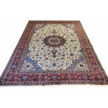 FINE MAHAL CARPET, 343cm x 242cm, central medallion on an ivory palmette and vine field,