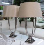 R V ASTLEY AURORA TABLE LAMPS, a pair, with shades, 86cm H.