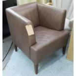 ARMCHAIR, contemporary Continental style, leathered finish, 77cm H.