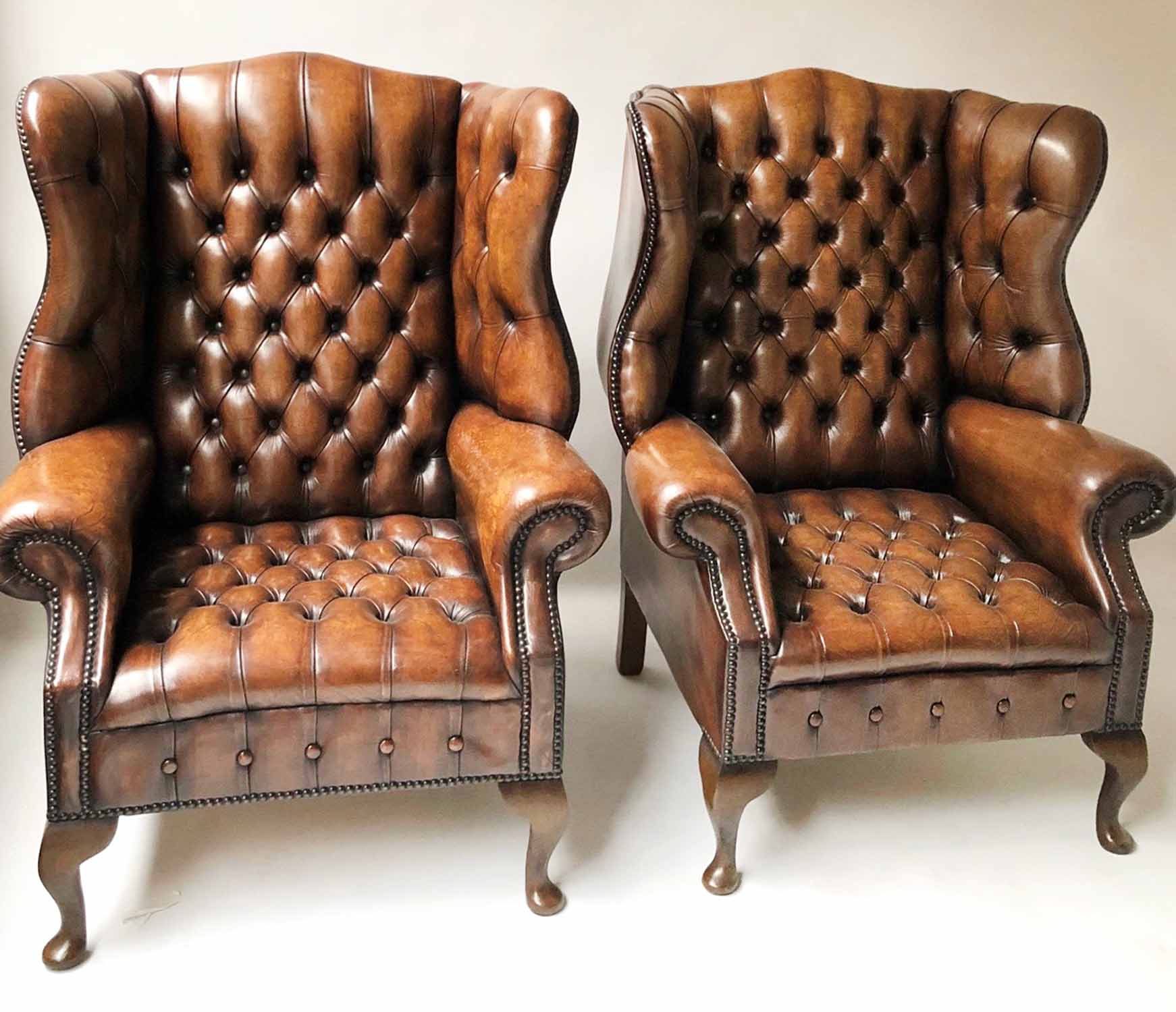 WINGBACK ARMCHAIRS, a pair, - Image 4 of 4