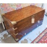 TRUNK, 19th century camphorwood and brass bound with rising lid, 54cm H x 105cm x 52cm.