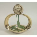 POLO CLUB PRESENTATION DISH, horn and silver plate supporting a ball, 20cm H x 21cm W x 15cm D.