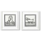KEITH HARING 'Dolphin' and 'Barking Dog', 1982, a pair of lithographs, edition of 2000,