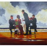 JACKY MITCHELL 'Romantic Dinner', oil on canvas, signed, 120cm x 130cm.