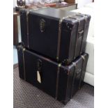 RALPH LAUREN STYLE TRUNKS, a graduated pair, one 46cm H x 70cm W x 41cm D,