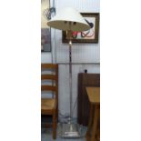 STANDARD LAMP, of square form in metal plate with shade, 183cm H.