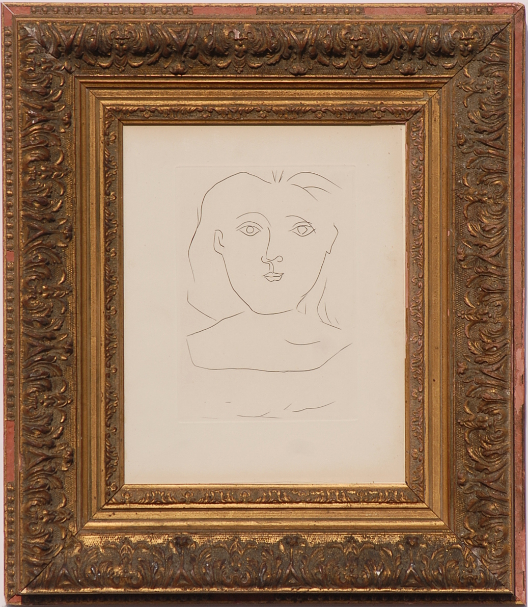WITHDRAWN - PABLO PICASSO 'Head of a Woman', engraving with burin on Iana wove, signed in the plate,