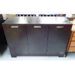 SIDE CABINET, ebonised finish with polished metal handles, 87cm H x 126cm W x 45cm D.