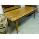 FARMHOUSE TABLE, French provincial style oak, with one drawer, 198cm x 90cm x 77cm.