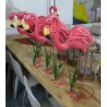 FLAMINGOS, a set of six, vintage American inspired, approx. 77cm H.