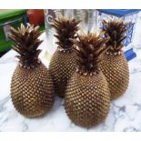 STYLISED PINEAPPLES, a set of five, 1950's French style, 30cm H x 15cm W.