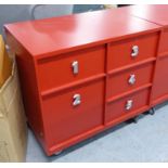 PLAYROOM CHEST OF DRAWERS, red finish with number handles, 82cm x 52cm x 77cm H.