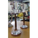 CHAMPAGNE BUCKETS ON STANDS, a pair, French Art Deco inspired , 77cm H.