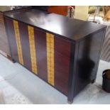 SIDE CABINET, contemporary design dark wood with gilt square embellished patterned doors,