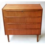 CHEST, 1970's teak with four long drawers and tapering supports, 80cm x 40cm x 82cm H.