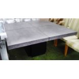 DINING TABLE, industrial style with a cement effect top on a plinth base, 150cm x 150cm x 75cm H.