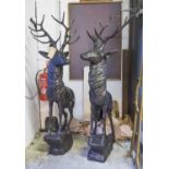 CONTEMPORARY SCHOOL, bronze stags, a pair, 200cm H.