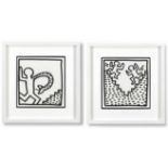 KEITH HARING 'Stairs' and 'Snake', 1982, a pair of lithographs, edition of 2000,