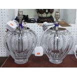 WILLIAM YEOWARD CRYSTAL TABLE LAMPS, a pair, 30cm H.