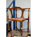 EDWARDIAN INLAID MAHOGANY CORNER CHAIR