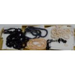 6 STRINGS OF VARIOUS BEADS (WITH CERTIFICATES & POUCHES)
