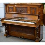 ROBERT WESTPHAL OVERSTRUNG UPRIGHT PIANO WITH ORNATE CARVING
