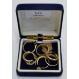 A LOT OF VARIOUS GOLD DRESS RINGS, GOLD EARRINGS ETC - APPROXIMATE WEIGHT = 17.5 GRAMS