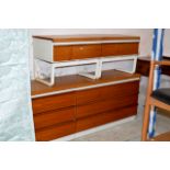 TEAK 6 DRAWER CHEST WITH PAIR OF MATCHING BEDSIDE UNITS