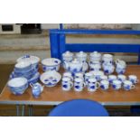 LARGE SET OF POOLE POTTERY BLUE & WHITE TEA & DINNER WARE