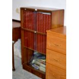 GLASS FRONTED BOOKCASE WITH QUANTITY BOOKS