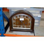 ART DECO STYLE OAK CASED CHIMING MANTLE CLOCK