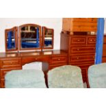 2 PIECE MAHOGANY BEDROOM SET COMPRISING DRESSING TABLE WITH MIRROR & 2 OVER 4 CHEST OF DRAWERS