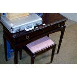 STAG MAHOGANY SINGLE DRAWER TABLE WITH MATCHING PADDED STOOL
