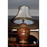 LARGE DECORATIVE ORIENTAL STYLE TABLE LAMP WITH SHADE
