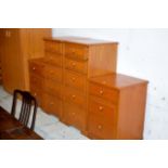 PAIR OF MODERN 5 DRAWER CHESTS WITH PAIR OF MATCHING BEDSIDE CHESTS