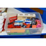 BOX WITH VINTAGE MODEL VEHICLES, DINKY ETC