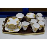 TRAY CONTAINING QUANTITY GRAFTON ART DECO STYLE FLORAL TEA WARE