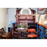 3 PIECE QUALITY BROWN LEATHER LOUNGE SUITE COMPRISING 2 SEATER SETTEE & 2 SINGLE ARM CHAIRS