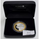 A NEW ZEALAND BANK GOLD PLATED SILVER PROOF COIN COMMEMORATING THE HOBBIT