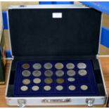 A CASE WITH VARIOUS OLD COINS & TOKENS
