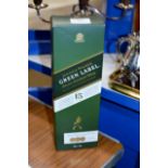 A BOTTLE OF JOHNNIE WALKER GREEN LABEL 15 YEARS OLD BLENDED MALT SCOTCH WHISKY WITH PRESENTATION BOX