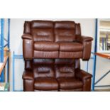 2 PIECE MODERN BROWN LEATHER RECLINING LOUNGE SUITE