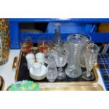 TRAY CONTAINING ASSORTED GLASS WARE, QUANTITY COFFEE WARE ETC