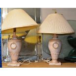 A PAIR OF LARGE TABLE LAMPS WITH SHADES
