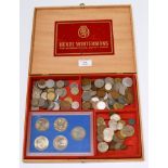 A CIGAR BOX WITH ASSORTED OLD COINAGE
